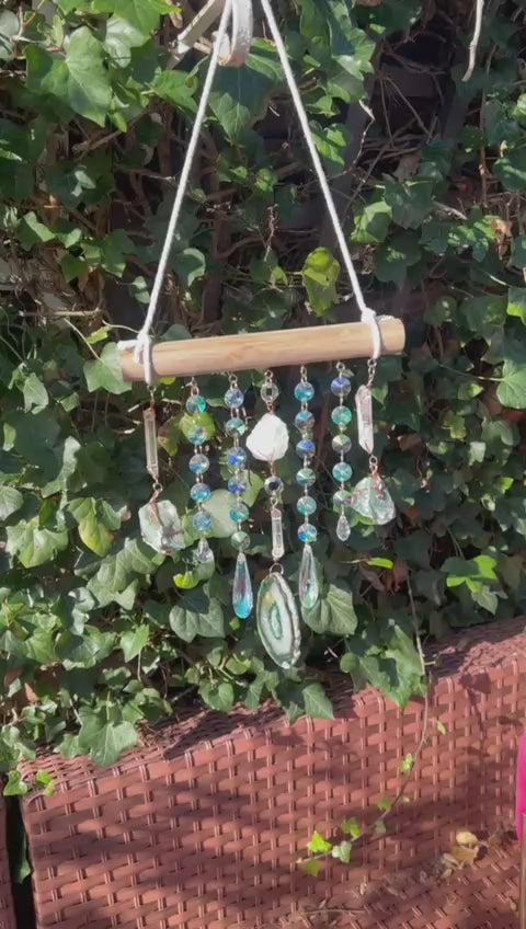 “Handcrafted Crystal and Agate Boho Suncatcher”